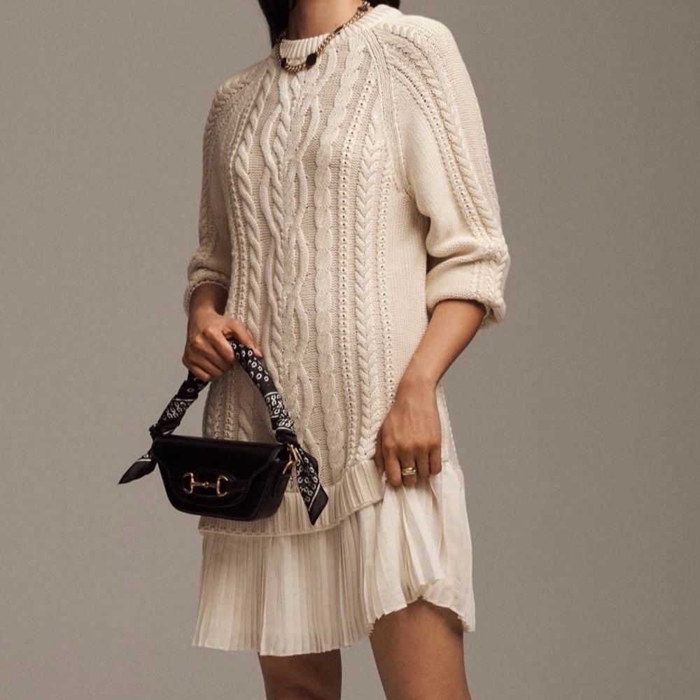 NWT Anthro Delphine Sweater Twofer Mini Dress